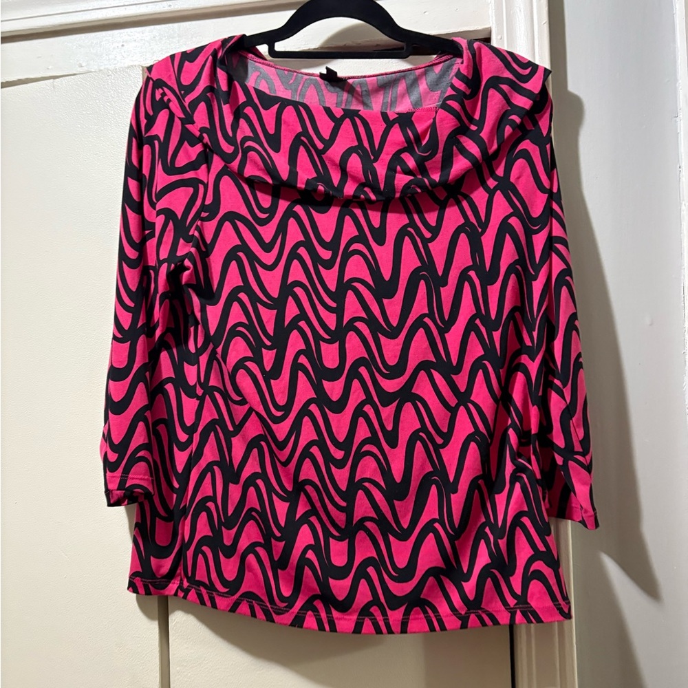 Pink and Black Patterned Women's Top